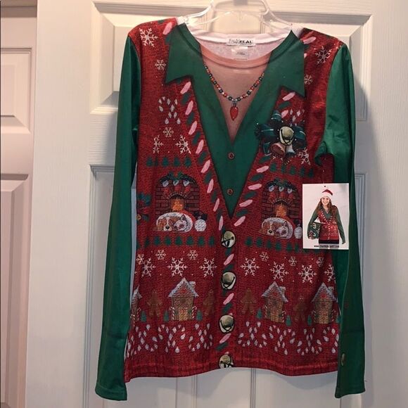 ✨FauxReal Ugly Christmas long sleeve shirt - Picture 3 of 6